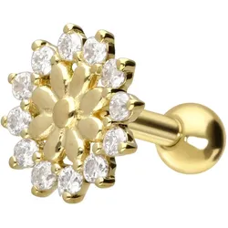 14/18 Karat Gold Ohrpiercing MOISSANITE + BLUME