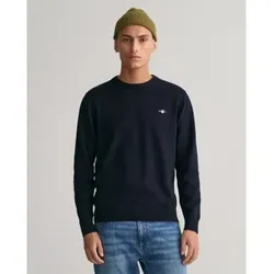 Gant für Herren. 8030561 Klassischer marineblauer Pullover mit Rundhalsausschnitt (L), Lässig, Baumwolle, Langarm