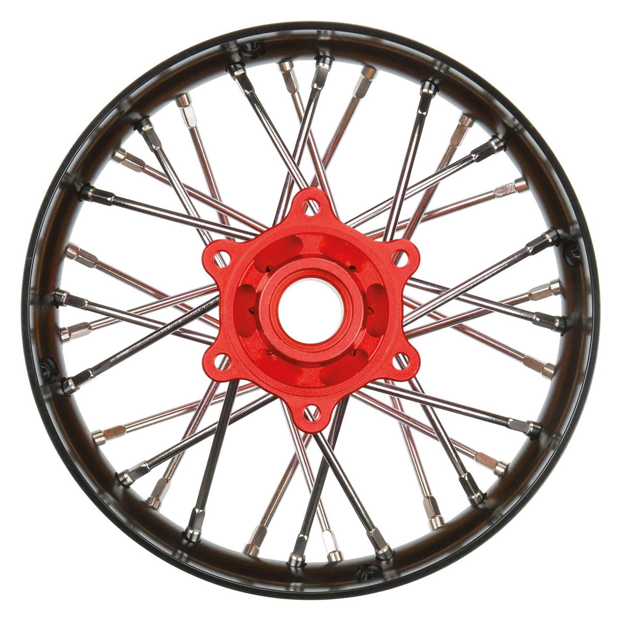 Proline Pro-Spec Aluminum V2 Bead Rear Wheel Black/Red (1): Losi Promoto-SM (PRO284800T2)