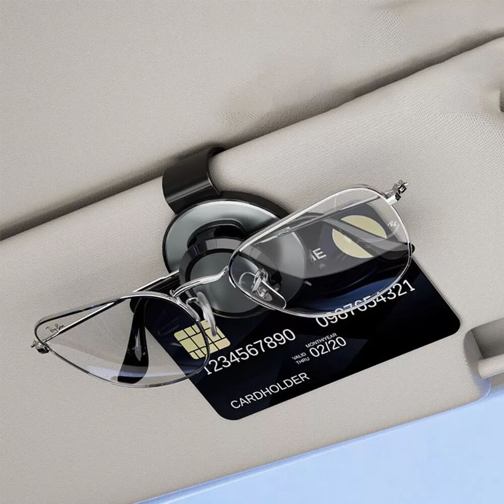 INF Clip de Support de Lunettes de Soleil Multifonctionnel pour Visière de Voiture - Blanc Argenté