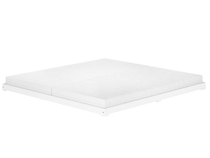 Weißes Holzbett Doppelbett Futonbett 200 x 200 cm Kiefer