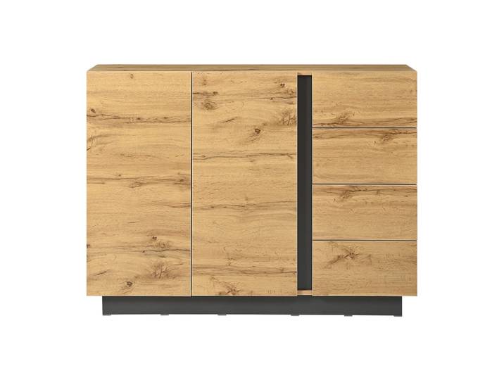 Buffet effet bois 2 portes 4 tiroirs 120x35,5x90,5 cm