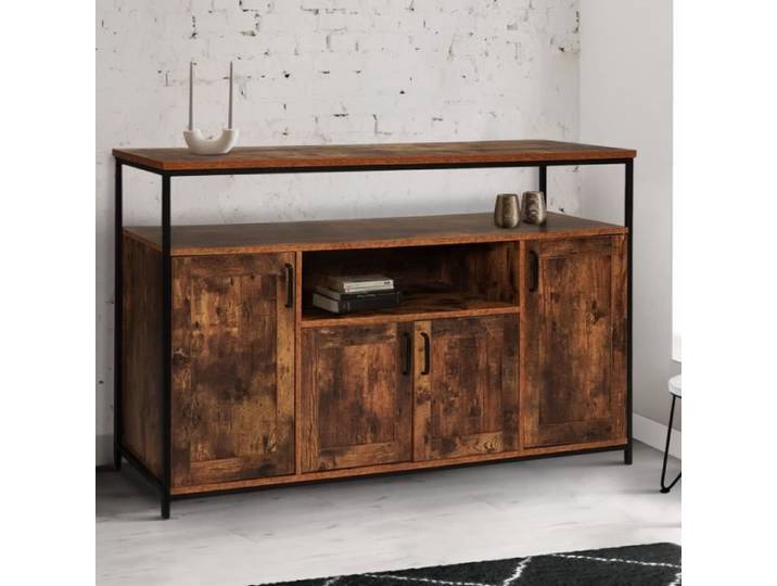 ID MARKET buffet 4 portes 140 cm Moderne effet vieili