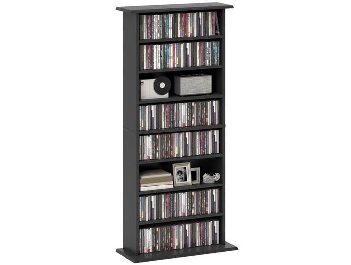Meuble porte CD et DVD 8 étagères dont 6 réglables capacité 360 CD / 185 DVD noir en bois