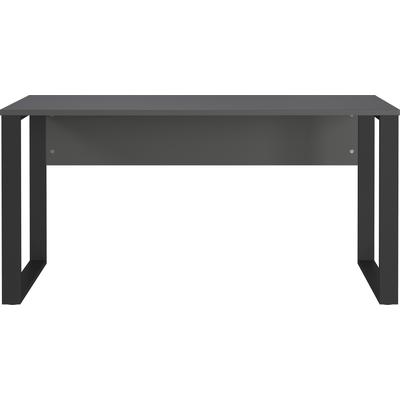Schreibtisch GERMANIA "GW-Rovigo", grau (graphit, schwarz, schwarz, graphit), B:150cm H:74cm T:60cm, Tische, Schreibtisch, mit Blende, frei in den Raum stellbar, Breite 150 cm, Made in Germany