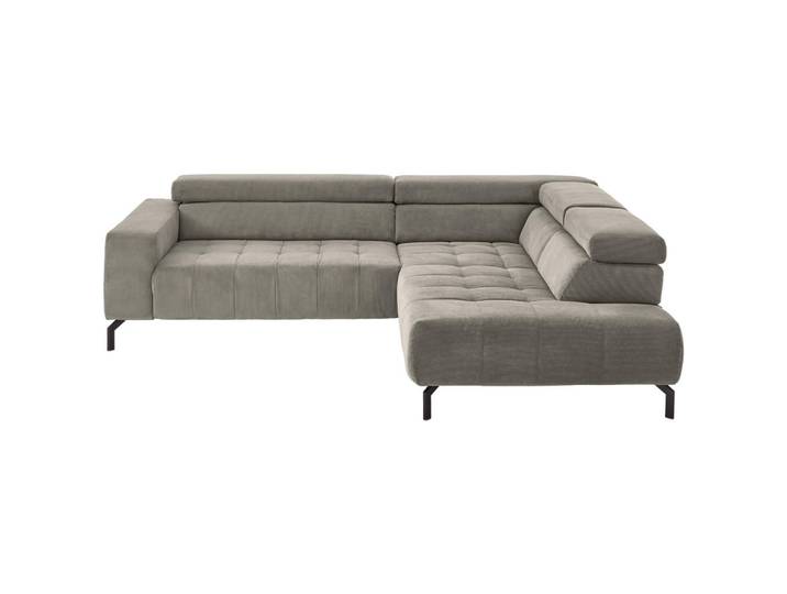 Beldomo Style Ecksofa, Grau, Metall, 3-Sitzer, Ottomane rechts, L-Form, 261x214 cm, Goldenes M, Wohnzimmer, Sofas & Couches, Wohnlandschaften, Ecksofas