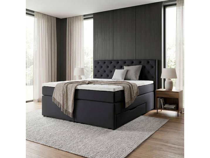 Boxspringbett Chester Schwarz ca. 180x200cm