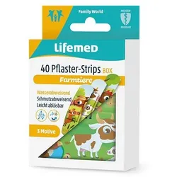 Lifemed Pflaster-Strips Box 6 cm x 1,7 cm farbig "Farmtiere" 6 Packungen à 40 Stück = 240 Stück