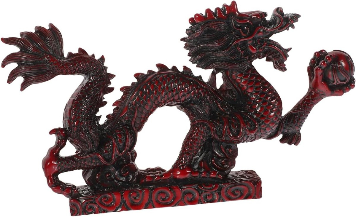 Handgemaakt Hars Draak Standbeeld Chinese Figuur voor Huisdecoratie, Breedte: 12 cm