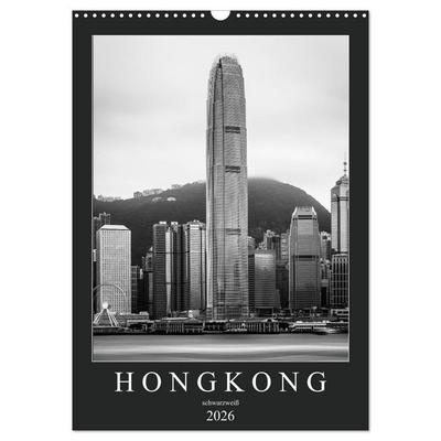 Hongkong schwarzweiß (Wandkalender 2026 DIN A3 hoch), CALVENDO Monatskalender