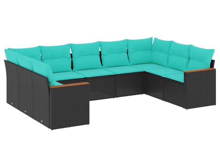 vidaXL Ensemble de 9 canapés de jardin avec coussins\, polyrattan noir