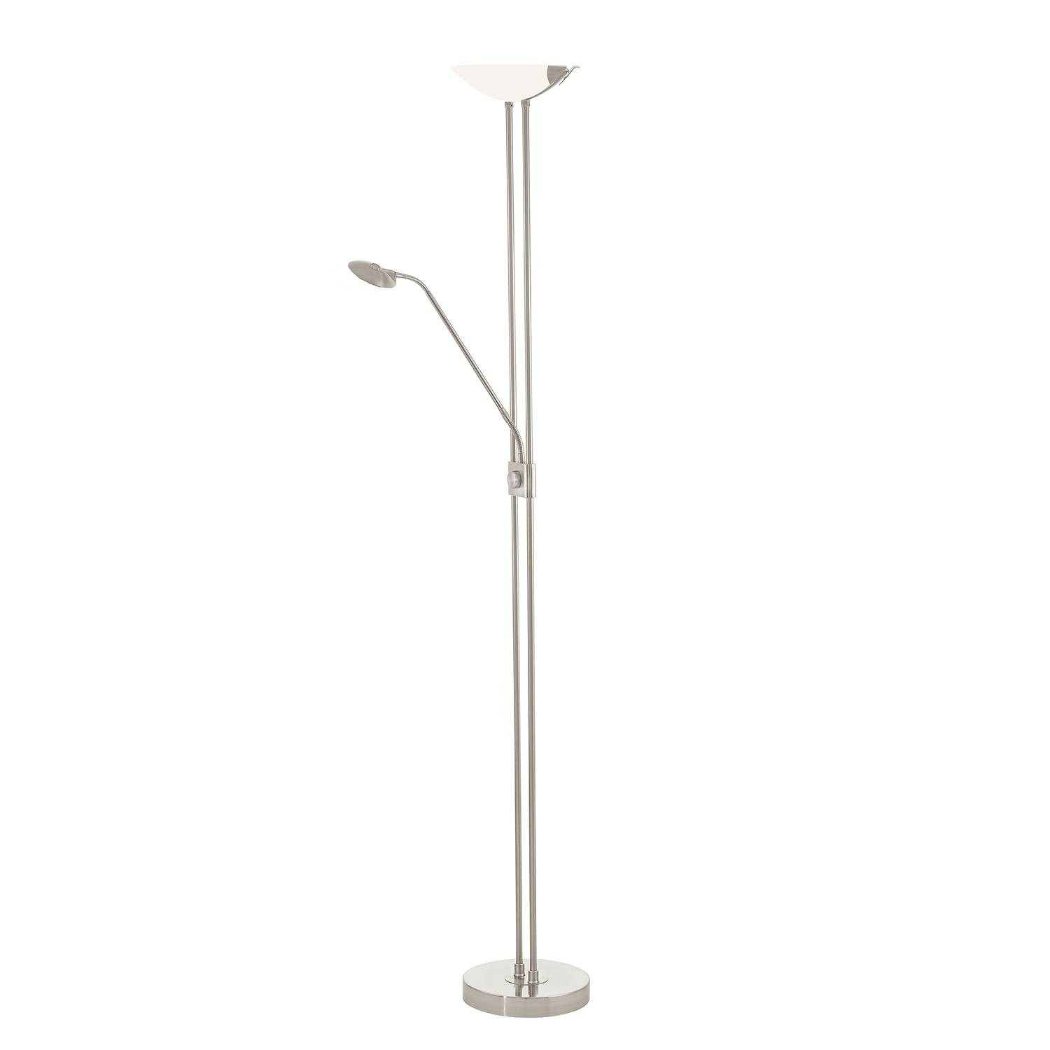 Eglo Baya LED-vloerlamp met leeslamp in zilver en wit, Hoogte: 180 cm