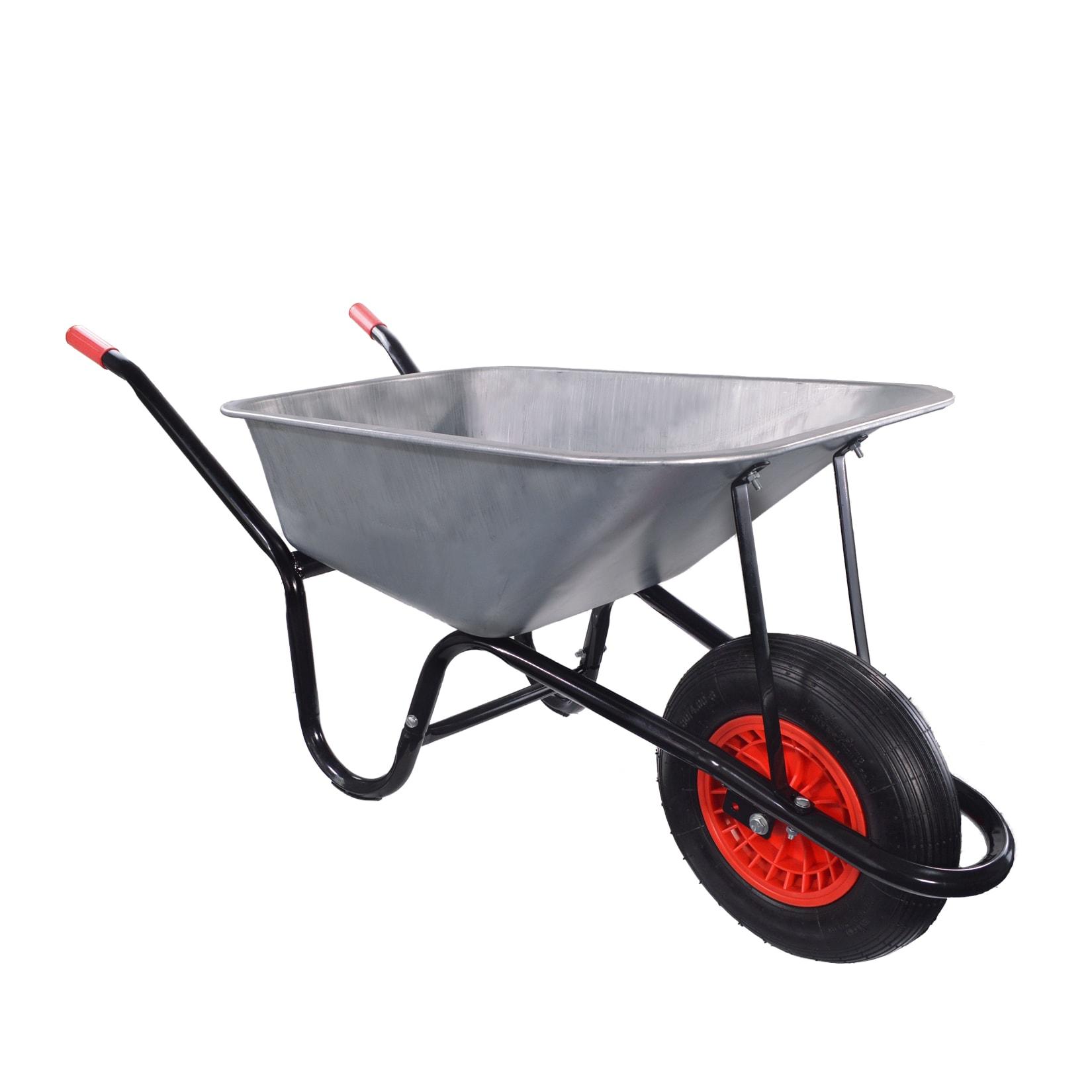 GARMIO® Schubkarre 85 Liter bis 160 kg Garten Bauschubkarre, Luftreifen mit Felge - Wanne verzinkt