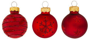 Weihnachtskugeln aus Glas, marsala, 3 cm Ø, 9 Stück