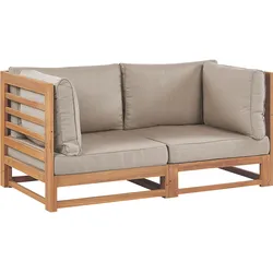 GARTENSOFA 2-Sitzer zertifiziertes Akazienholz hellbraun Auflagen taupe Trani