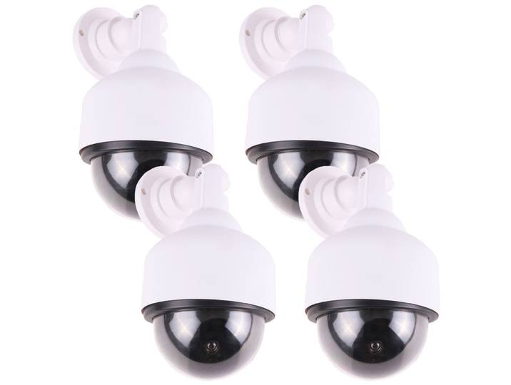 4er-Set Überwachungskamera Attrappe mit roter Betriebs-LED, Kamera Dummy
