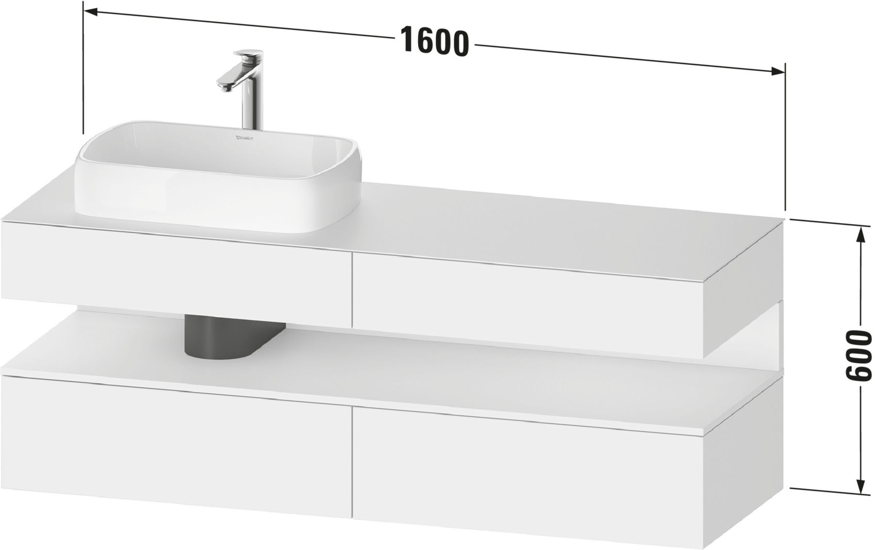 Duravit Waschtischunterschrank Qatego 160x55x60cm, E na/tau m, Pl, Beck. li (QA4777030830000)