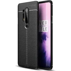Screenguard OnePlus 8 Pro Hülle Leather Design TPU Cover (OnePlus 8 Pro), Smartphone Hülle, Schwarz