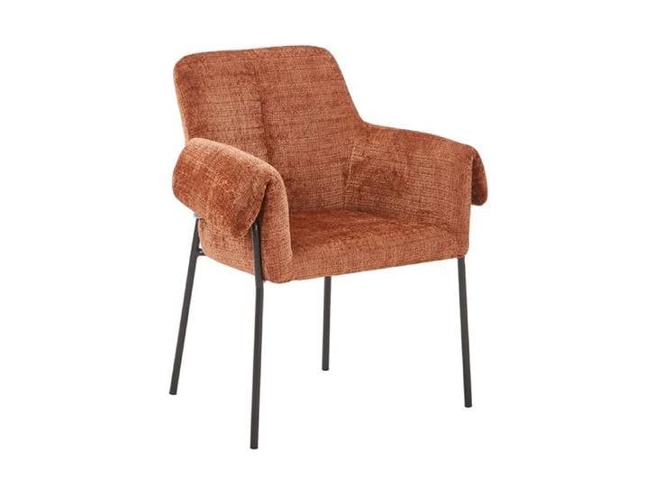 SARA - Chaise en tissu terracotta pieds en métal noir