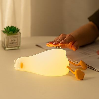 Flaches Enten-Nachtlicht, LED-Squishy-Entenlampe, süße leuchtende Ente, dimmbares Kinderzimmer-Nachtlicht aus Silikon, wiederaufladbare Nachttisch-Touch-Lampe zum Stillen