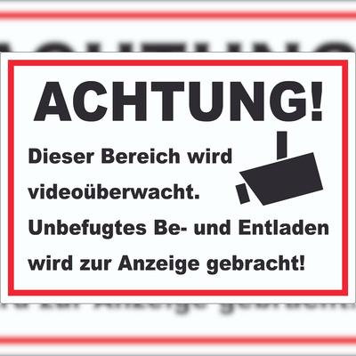 HB-Druck Achtung Videoüberwachung Be- und Entladen Aufkleber A7 (74x105mm)