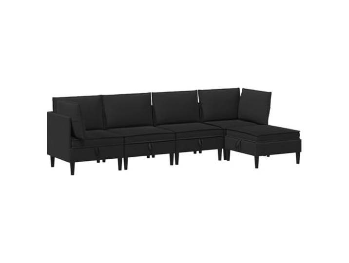 KUTYWEXFM Wohnzimmergarnitur 5-teilig Modulares Couch Set Schwarz Gemütliche 5-Sitzer Eckcouch für das Wohnzimmer mit weichen Kissen und stabilem Sperrholzrahmen für entspannte Stunden.