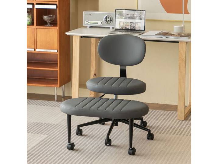 COVREO Chaise de bureau ergonomique en velours gris hauteur réglable pivotante 360° avec repose-pieds