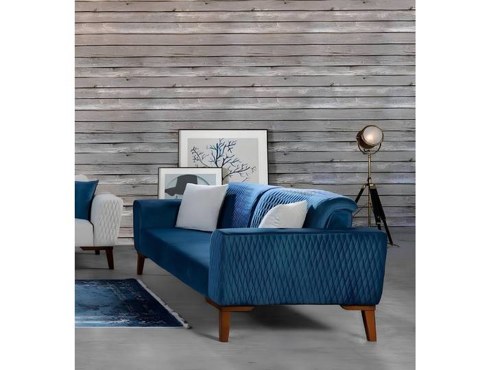 JVmoebel 3-Sitzer Blaues Sofa mit hochwertiger Polsterung und stabiler Unterfederung, Made in Europa