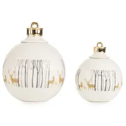 ABELLA Xmas 2 Keramik-Dosen Weihnachtskugel Rentier-Motiv Ø 13cm & 22cm