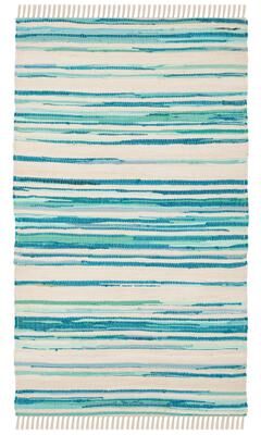 SAFAVIEH Handmade Rag Rug with Fringe Valborg Casual Stripe Cotton Rug with Fringe