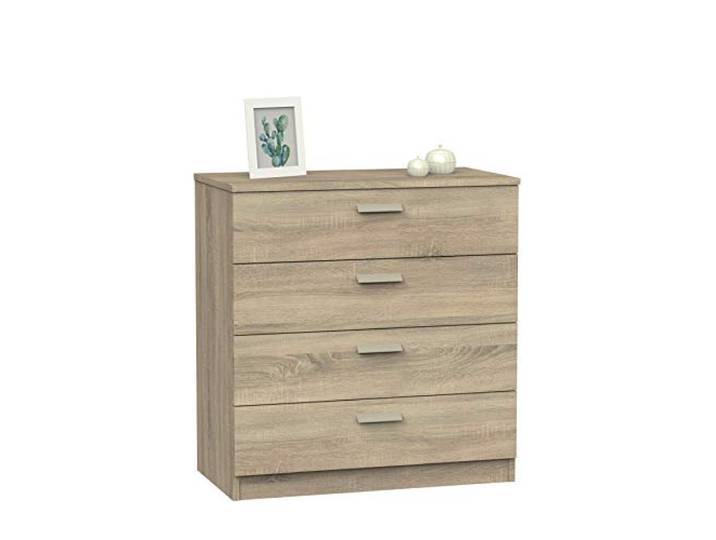 Muebles Pitarch Kommode 4 Schubladen mit Metallführungen, Schlafzimmerkommode, Cambrian Eiche, 78x74x40 cm (Höhe x Breite x Tiefe), Kollektion Tibet