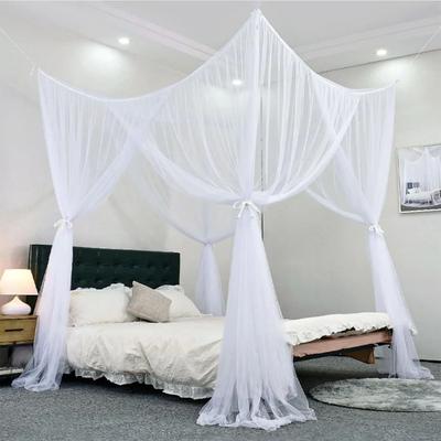 Uplift Picks Floor To Ceiling Quadrangle Mosquito Net With Double Opening Bed Protection white