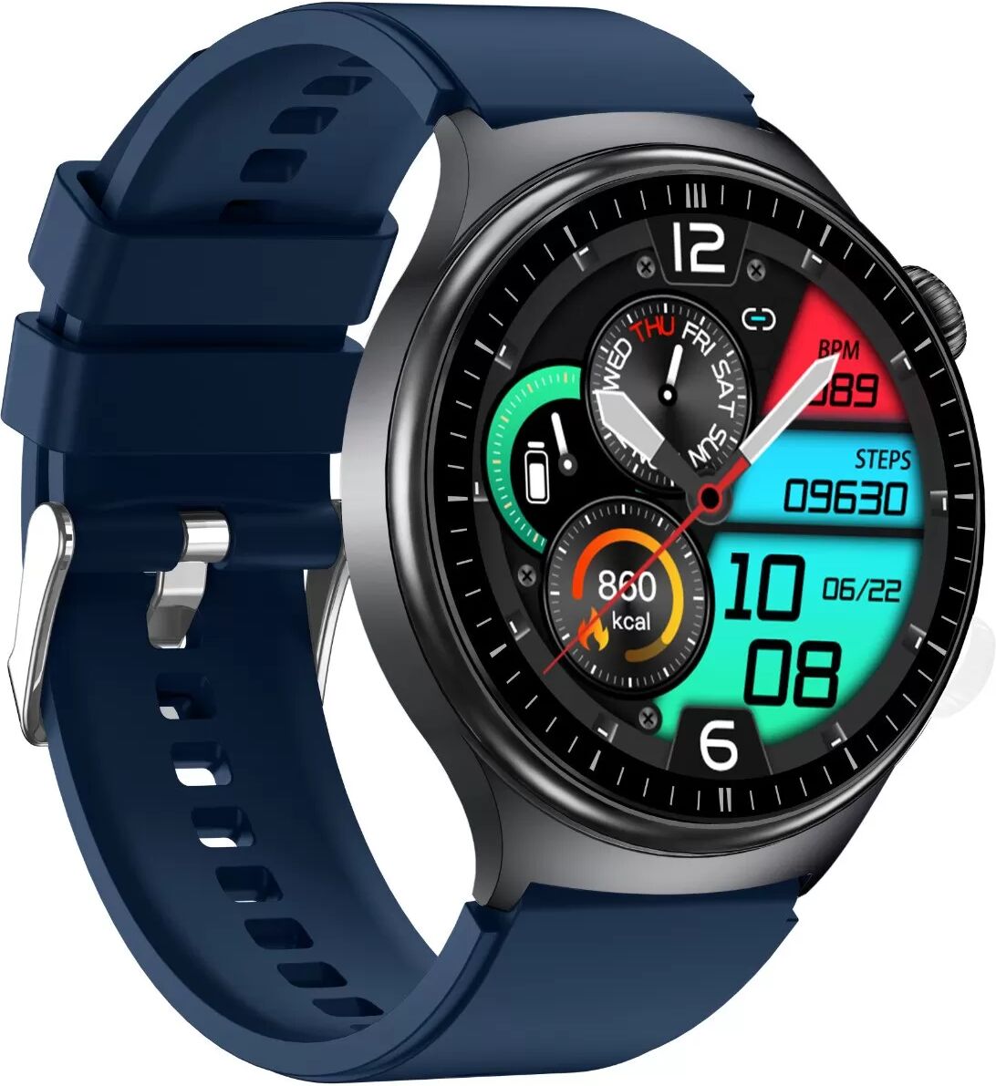 INF Smartwatch mit AMOLED-Display, EKG, Herzfrequenz- und Blutsauerstoffüberwachung Blau