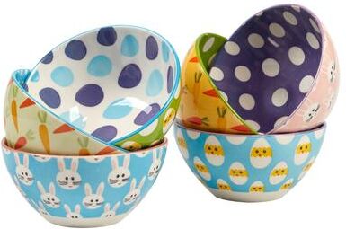"Certified International Easter Pad Print 16 oz. Bowls, Set of 6 - 5"" Dia. x 2.5"""