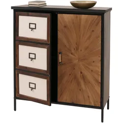 Apothekerkommode HWC-O79, Schrank Highboard Staufächer, Vintage Shabby-Look 94x80x35cm, natur hell
