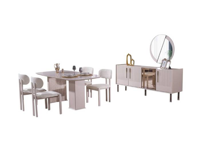Villa Möbel Esszimmer-Set Tresana, (Esszimmer-Set, 8-St., Esstisch, Sideboard und 6 Stühle), Esstisch mit Stühlen und Sideboard für Essen und Stauraum