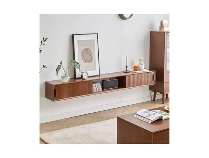 DFHS46JK Multimedia-Möbel Schwimmender TV-Ständer aus Holz, schwimmendes 59''/71'' Entertainment-Center für das Wohnzimmer(Walnut,180x22x25cm)