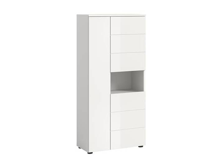 xonox.home - Standschrank Vira 60x133x34 cm in weiß Melamin und weiß Hochglanz - Badezimmerkombination Badset Badmöbel - erstklassige Qualität