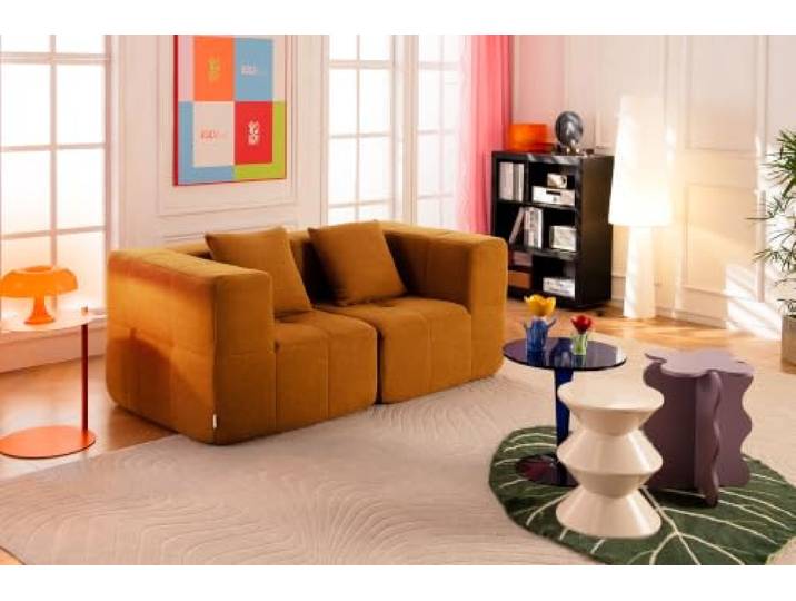 MILYsofa Modulares 2-Sitzer-Sofa, Bouclé-Bezug Zimtbraun, 2-teilig, Abnehmbare Kissenbezüge (Zimtbraun, 2-Sitzer)