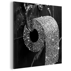 METALLBILD WC - Toilettenpapier - Schwarz und weiß - Glitter 90x90 cm