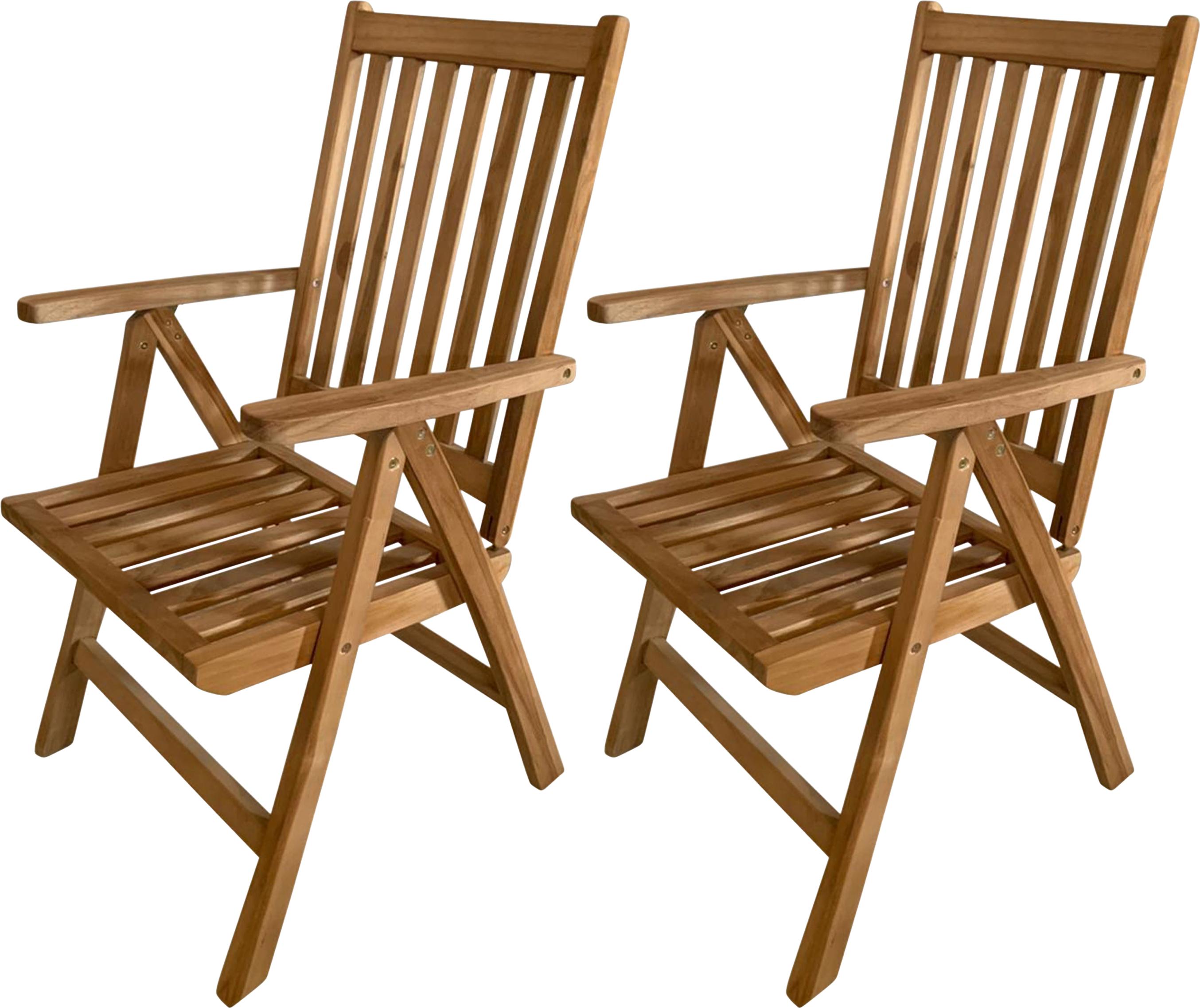 AXI Nuria Gartenstuhl 2er Set Klappbar & Verstellbar aus Teak Holz | 2 Stück verstellbare Gartenstühle aus Teakholz | Stuhl / Klappstuhl / Klappsessel für Garten / Terrasse / Balkon / Outdoor