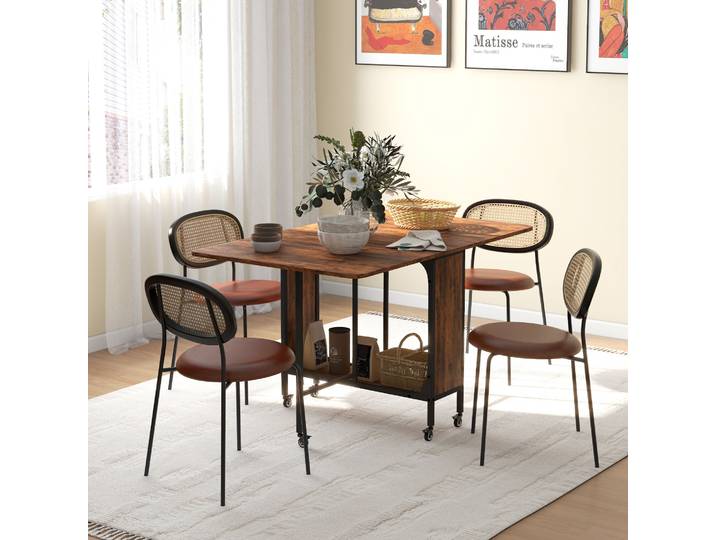 HOMCOM Table Pliante Cuisine Extensible avec Roulettes Marron