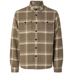 Selected Homme Herren Freizeithemd  SLHLOOSEMASON-PABLO - Relaxed Fit - Sand Checks 16086503 - M
