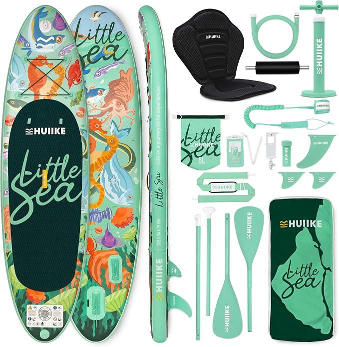 Stand Up Paddling Board mit Zubehör, Paddel, Finnen, Leash, Pumpe, Rucksack. SUP-Board Aufblasbar Hoher Stabilität und Widerstandsfähigkeit. Zum Kajak Umbaubar 305-365 cm, trägt 130-170 kg