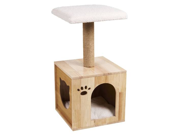 Katzenbaum aus massivem Holz H65cm