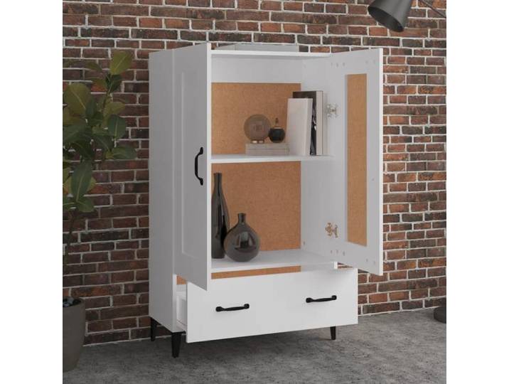 Commode haut/Buffet contemporain Blanc 70x31x115 cm Bois d'ingénierie LL0000151651