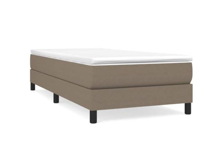 PUGYNBK Boxspringbett mit Matratze, Stoff, Taupe, 100 x 200 cm Gefederte Federn, mittlere Festigkeit, Holzlatten, weicher Schutz, manuelle Montage