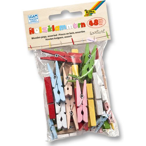 Folia Holzklammern, Größe und Farben sortiert