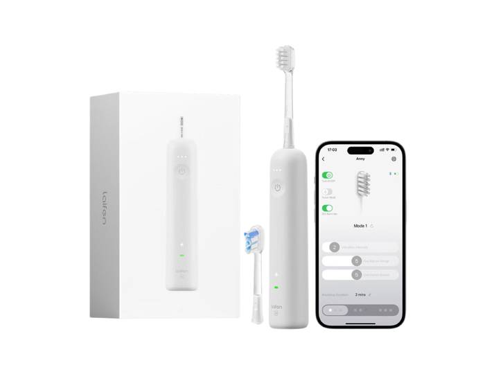 Laifen Wave speciale editie elektrische tandenborstel, oscillerende en vibrerende sonische, met app en 2 opzetborstels (grijs)