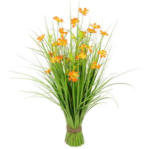 I.GE.A. Kunstpflanze Gras m.orangenen Cosmeablüten, Höhe 68 cm